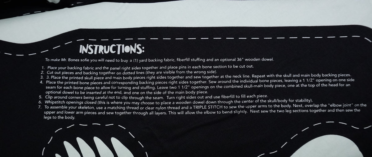 100% Cotton - Hey Bootiful - Skeleton - PANEL Glow in the Dark – Hab & Fab